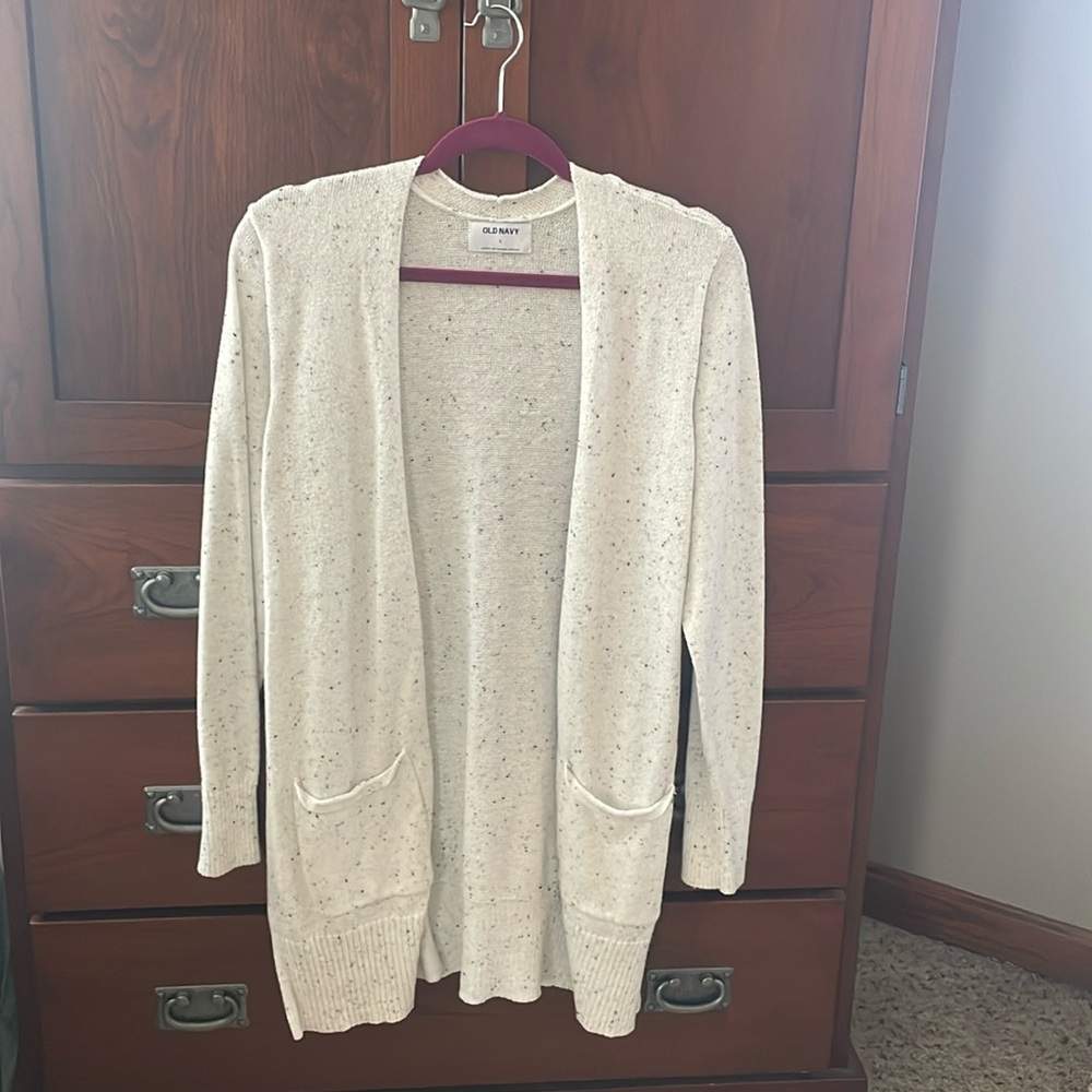 Old Navy cardigan sweater L ivory/cream speckled